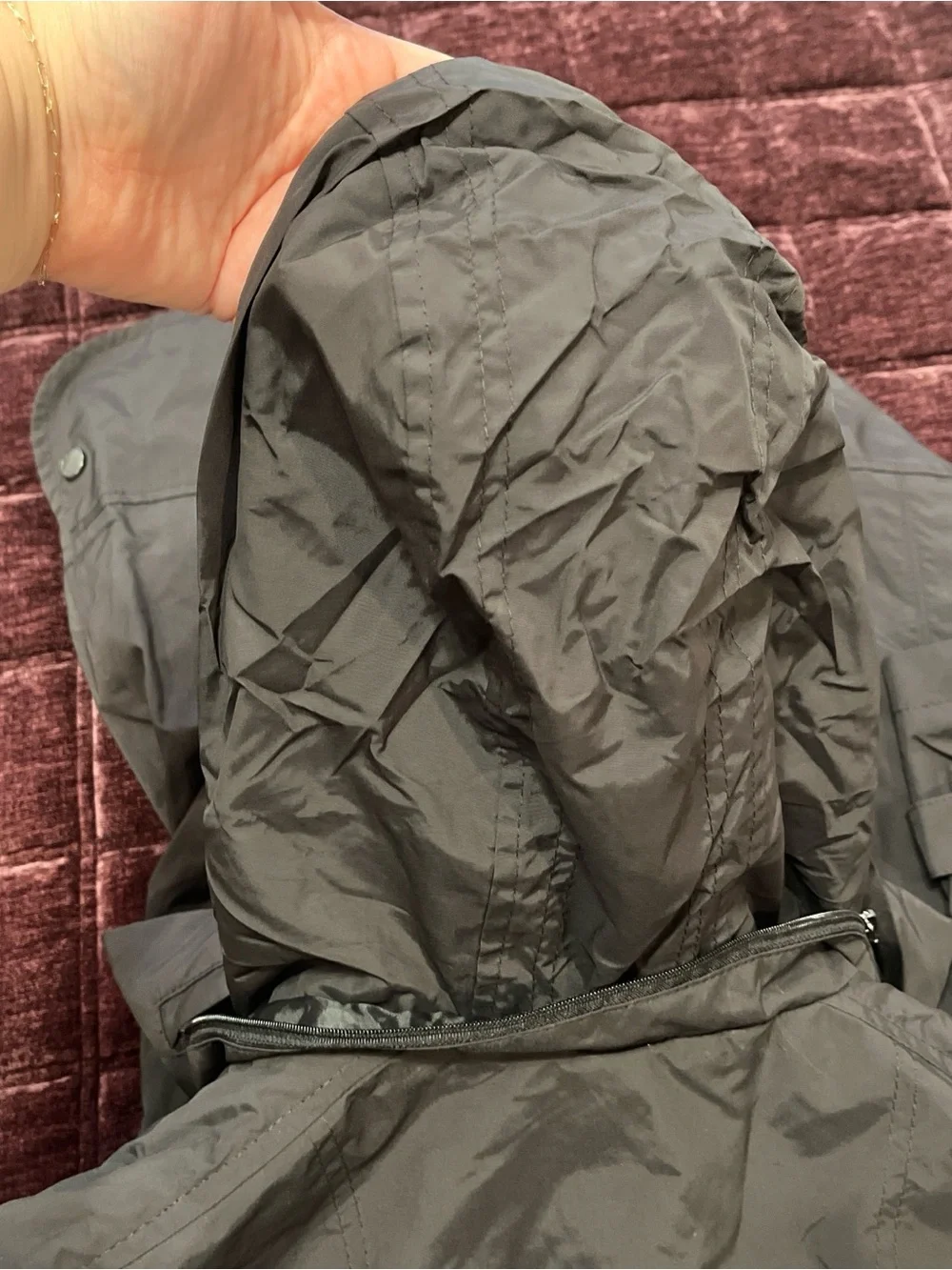 NWOT Black Lightweight Women's Trench Rain Coat With Hidden Hood